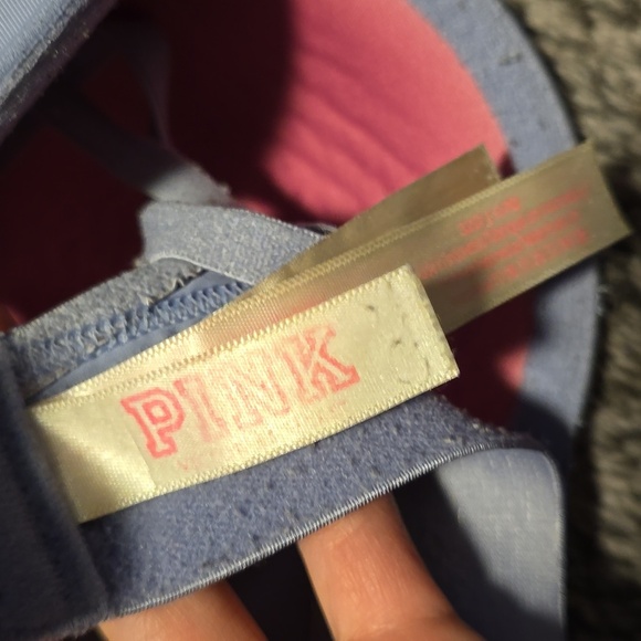 PINK Victoria Secret Blue T-Shirt Bra with Molded Cups and Underwire 32D - Picture 3 of 4